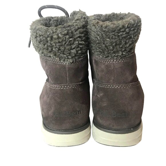 L.L. Bean Womens 7 Brown Suede Ankle Boots Winter Insulated Primaloft - Picture 6 of 8